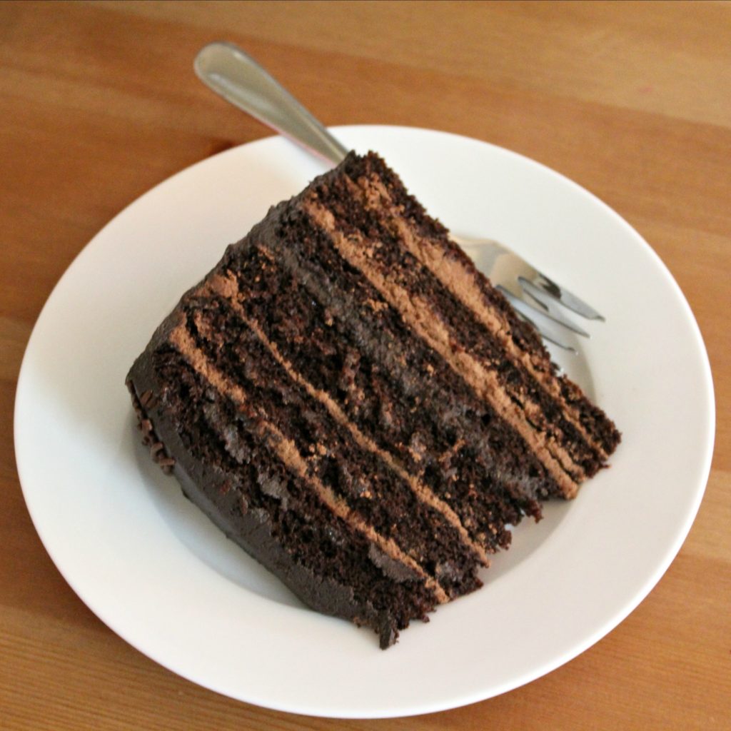 Six Layer Whipped Ganache filled Chocolate Cake with Dark Chocolate