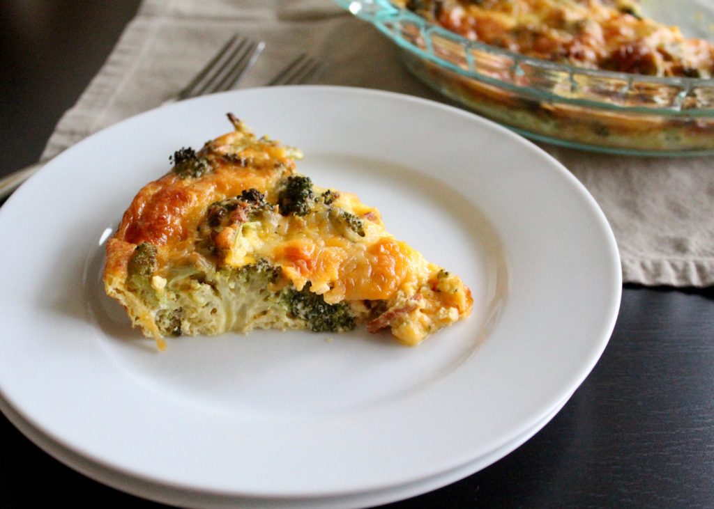 Bacon Broccoli Cheddar Crustless Quiche | Sam's Dish