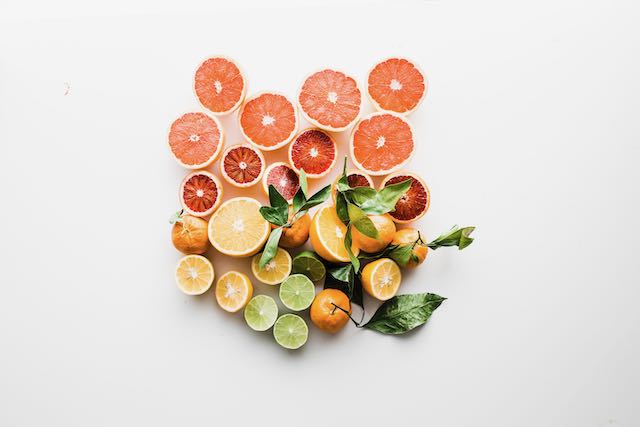 citrus fruits on a white background
